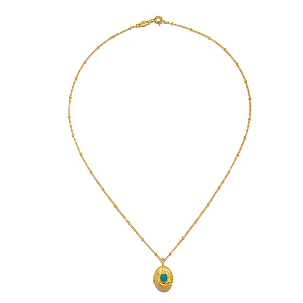 Satya Jewelry Lotus Turquoise Birthstone Locket Necklace - December