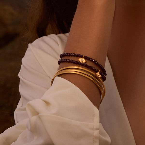 Satya Jewelry Loving Protection Garnet Evil Eye Bracelet