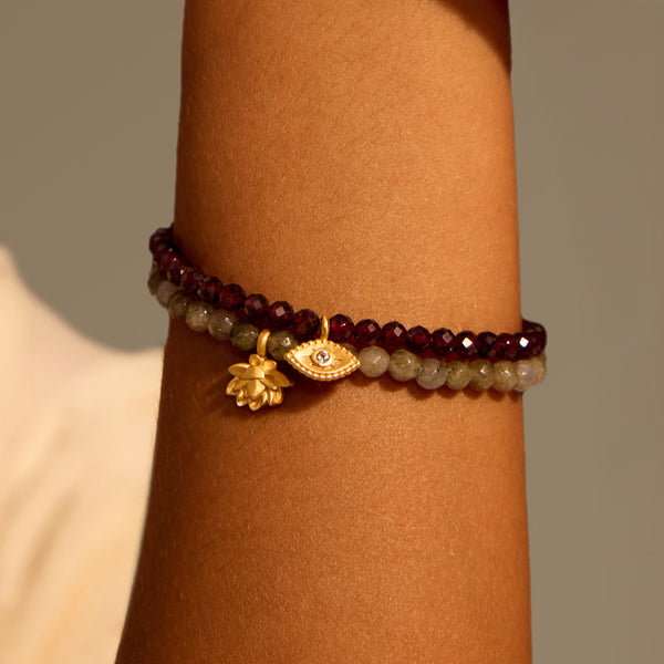 Satya Jewelry Loving Protection Garnet Evil Eye Bracelet