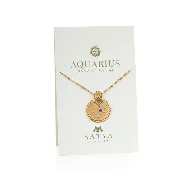Satya Jewelry Mandala Zodiac Aquarius Amethyst Necklace