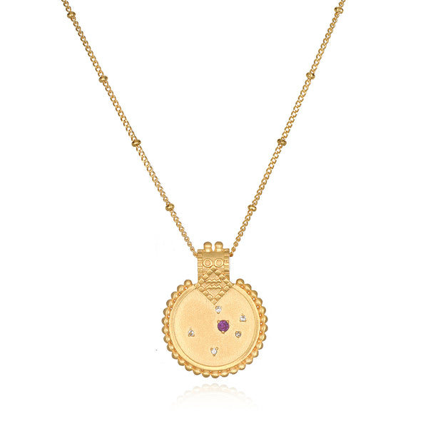 satya jewelry Mandala Zodiac Aquarius Amethyst Necklace