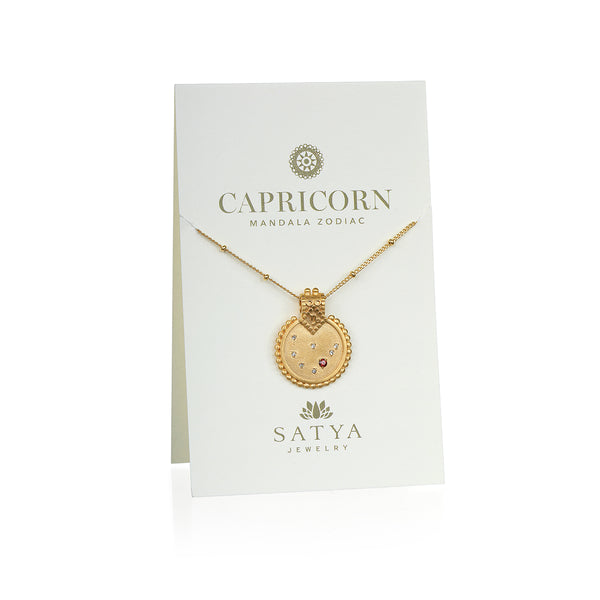 Satya Jewelry Mandala Zodiac Capricorn Red Garnet Necklace