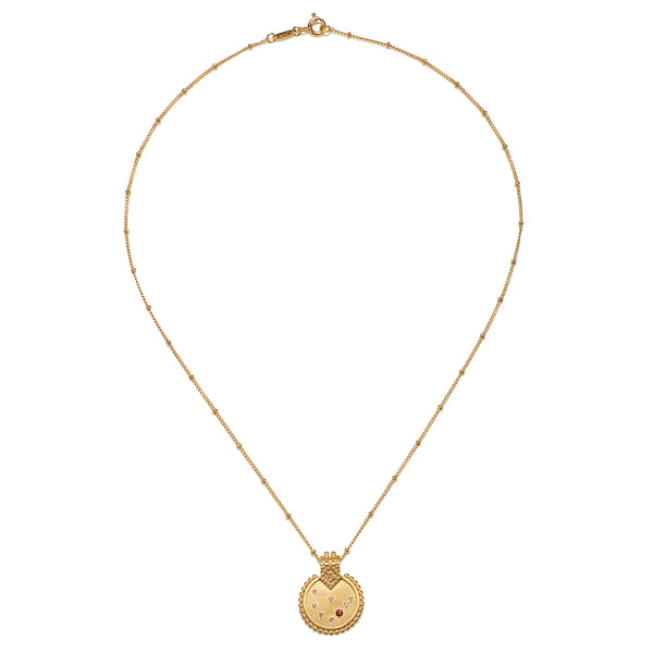 Satya Jewelry Mandala Zodiac Capricorn Red Garnet Necklace