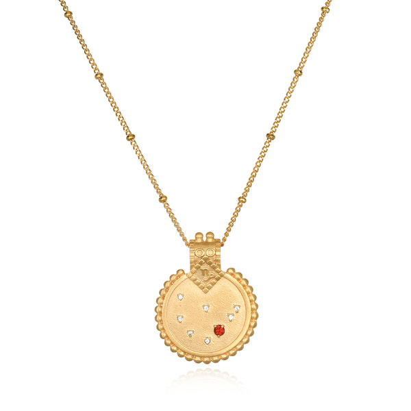 satya jewelry Mandala Zodiac Capricorn Red Garnet Necklace