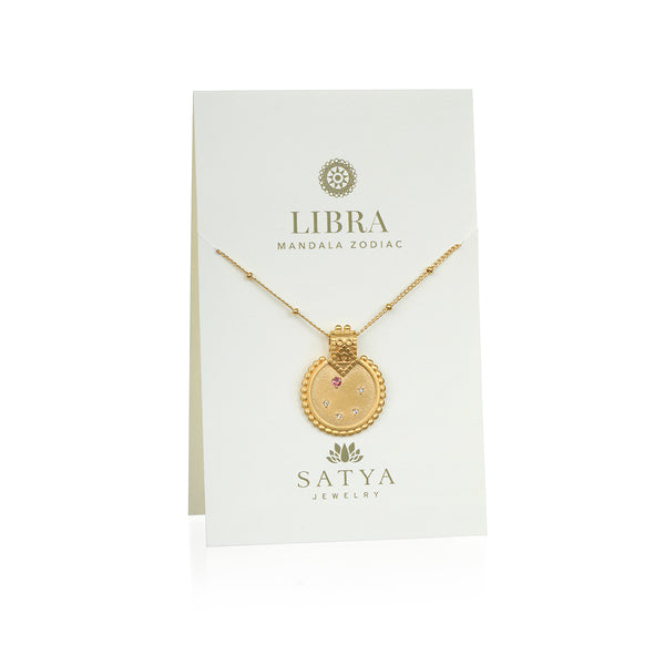 Satya Jewelry Mandala Zodiac Libra Pink Tourmaline Necklace