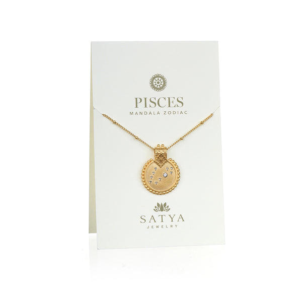 Satya Jewelry Mandala Zodiac Pisces Aquamarine Necklace