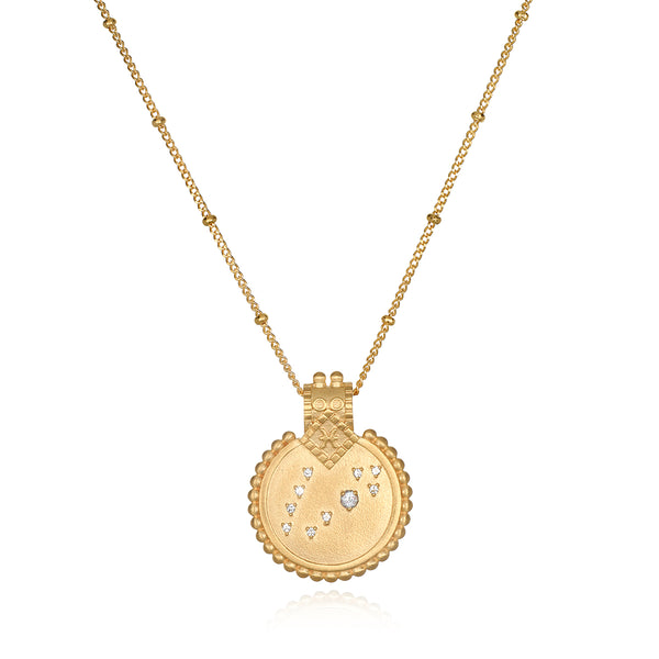 satya jewelry Mandala Zodiac Pisces Aquamarine Necklace