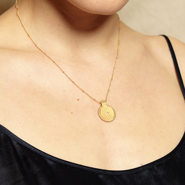 Satya Jewelry Mandala Zodiac Sagittarius Blue Topaz Necklace