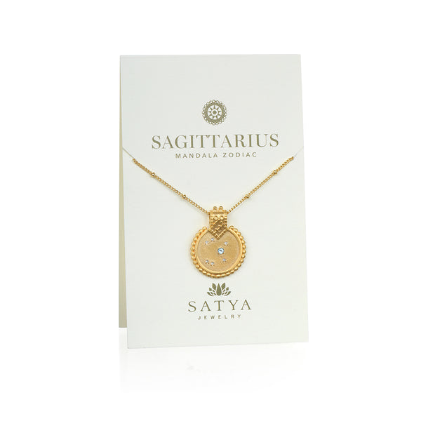 Satya Jewelry Mandala Zodiac Sagittarius Blue Topaz Necklace