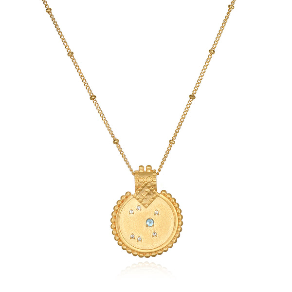 satya jewelry Mandala Zodiac Sagittarius Blue Topaz Necklace