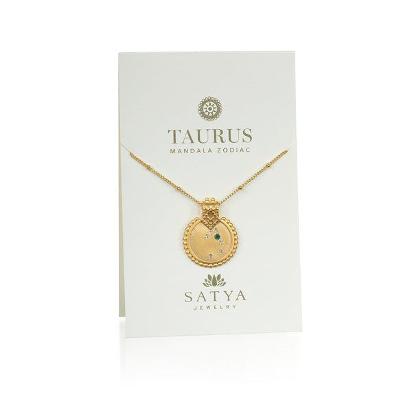 Satya Jewelry Mandala Zodiac Taurus Emerald Necklace