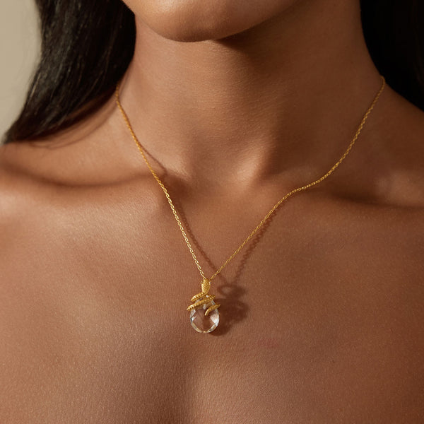 Satya Jewelry Manifest Rebirth White Topaz Snake Necklace