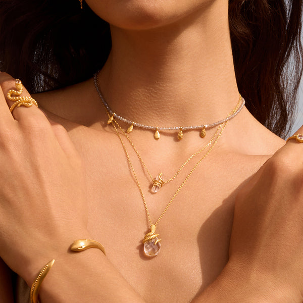Satya Jewelry Manifest Rebirth White Topaz Snake Necklace