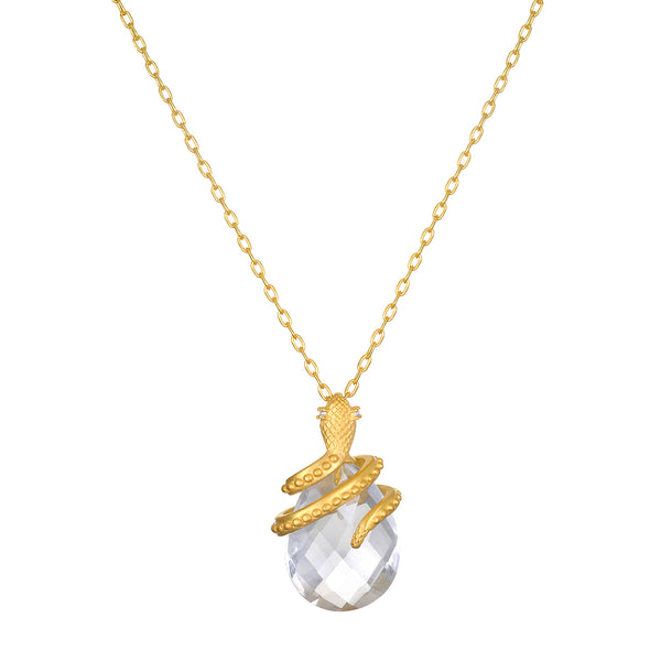 satya jewelry Manifest Rebirth White Topaz Snake Necklace