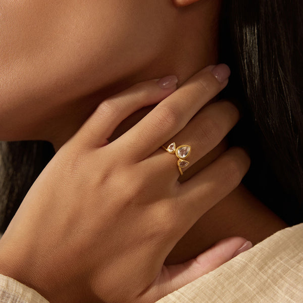 Satya Jewelry Manifesting Dreams White Topaz Petal Ring