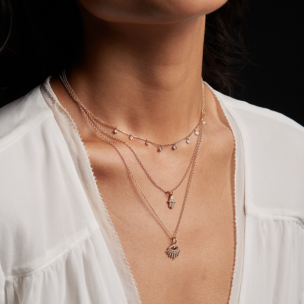 Satya Jewelry Many Blessings 14kt Gold Hamsa Diamond Necklace