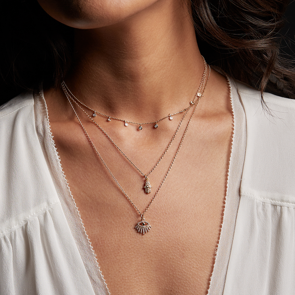 Satya Jewelry Many Blessings 14kt Gold Hamsa Diamond Necklace