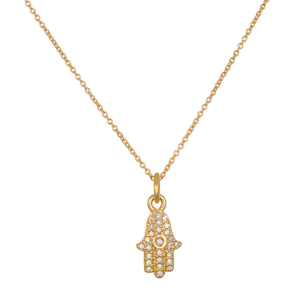 satya jewelry Many Blessings 14kt Gold Hamsa Diamond Necklace