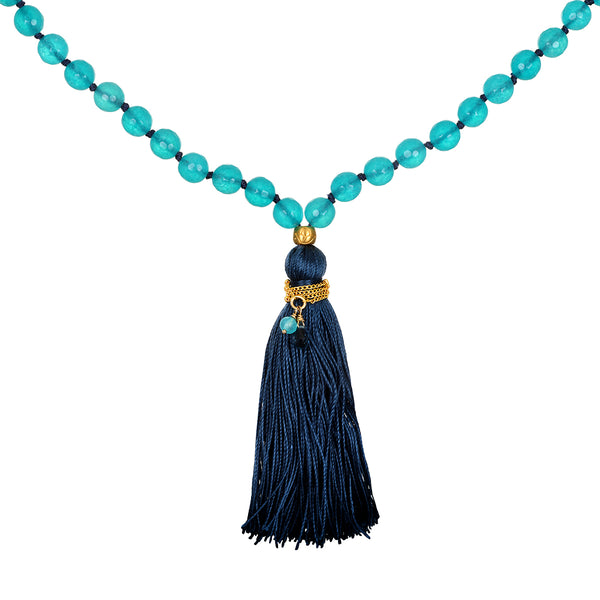 satya jewelry Many Truths Angelite and Blue Topaz Gemstone Mala