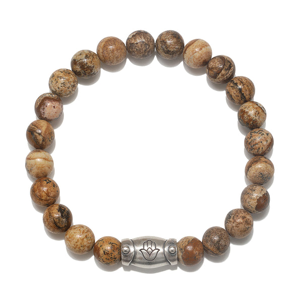 satya jewelry Men's Blessings and Balance Hamsa Jasper Gemstone Bracelet