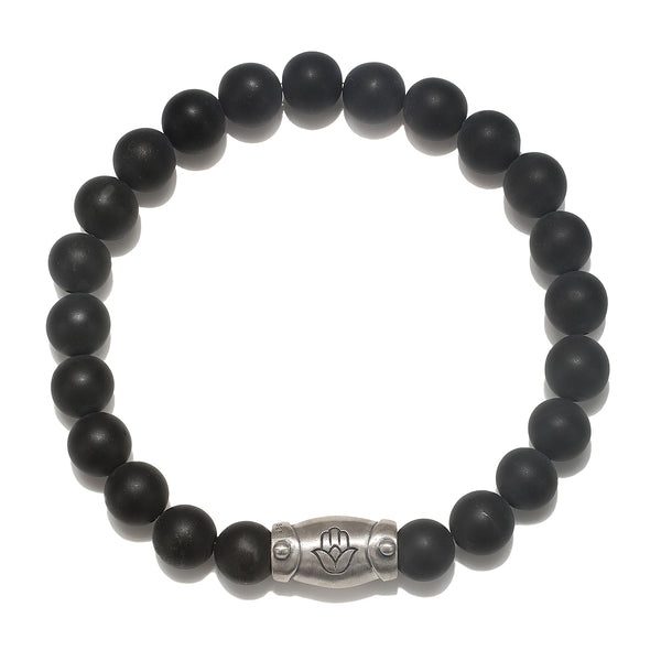 satya jewelry Men's Enduring Blessings Hamsa Black Onyx Gemstone Bracelet