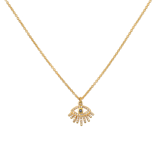 satya jewelry Mini All-Seeing Eye 14kt Gold Diamond Necklace