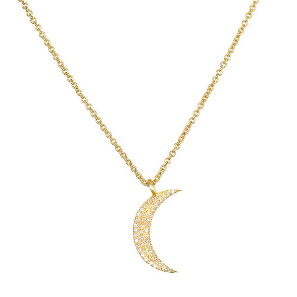 satya jewelry Moon Diamond 14kt Gold Pendant Necklace