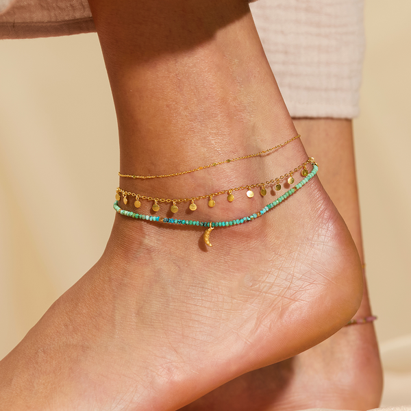 Satya Jewelry Moonlit Journey Turquoise Moon Anklet