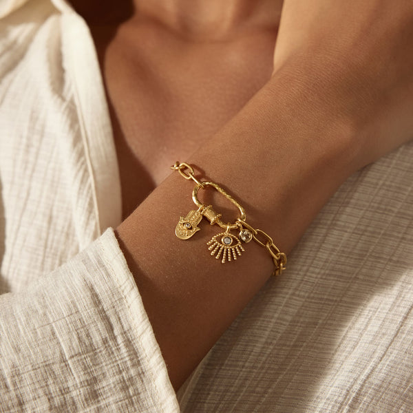 Satya Jewelry New Beginnings Lotus Charm Holder Bracelet