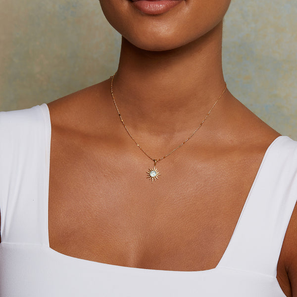 Satya Jewelry North Star Blue Topaz Starburst Necklace