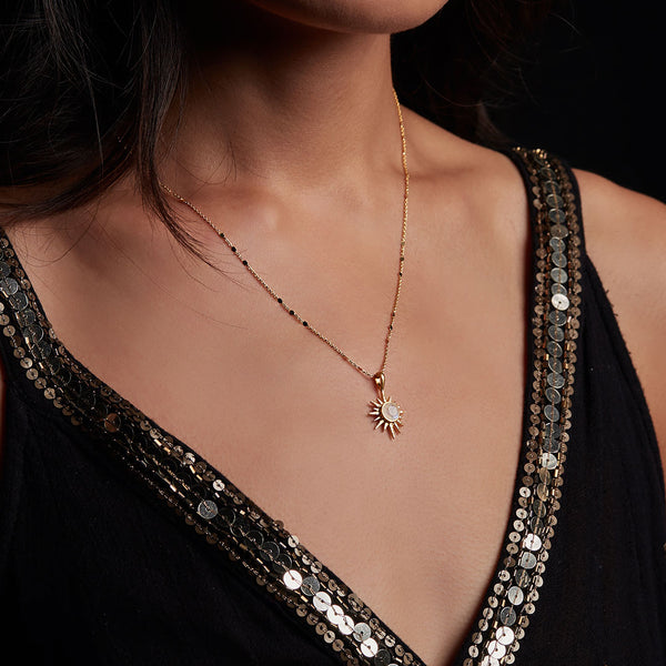 Satya Jewelry North Star Moonstone Starburst Necklace