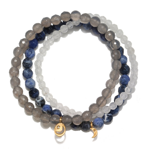 satya jewelry Peace & Protection Moon Gemstone Bracelet Set