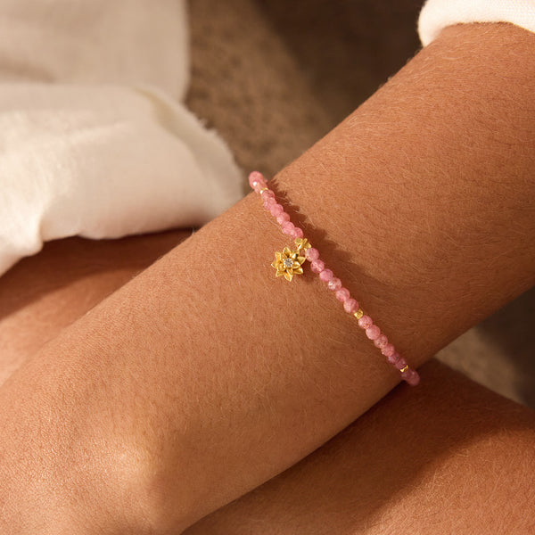 Satya Jewelry Pink Tourmaline Lotus October Birthstone Bracelet