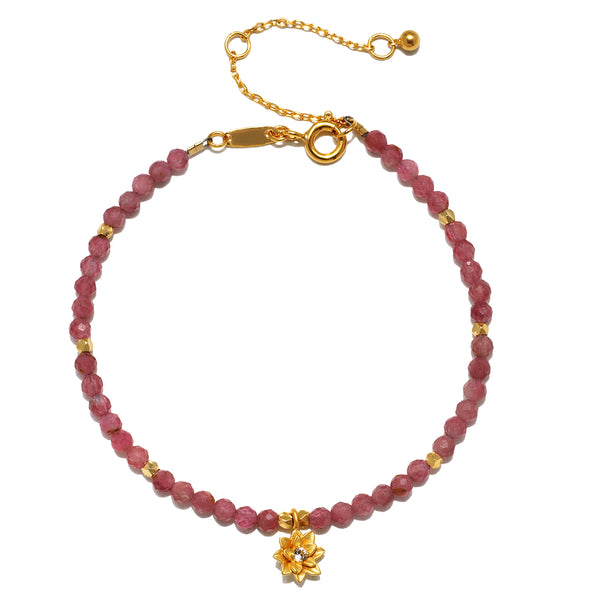 satya jewelry Pink Tourmaline Lotus October Birthstone Bracelet