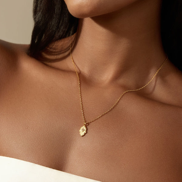 Satya Jewelry Protective Hand White Topaz Hamsa Necklace