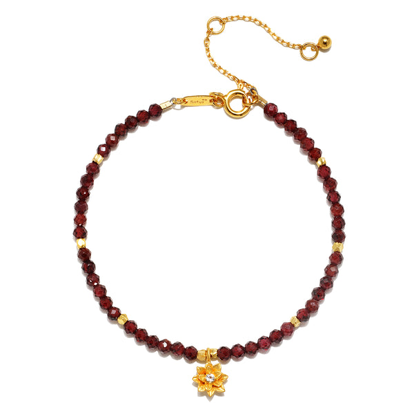 satya jewelry Red Garnet Lotus January Birthstone Bracelet