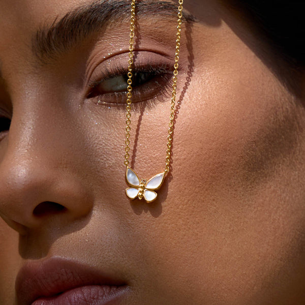 Satya Jewelry Renewed Hope Pearl Butterfly Necklace