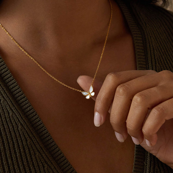 Satya Jewelry Renewed Hope Pearl Butterfly Necklace