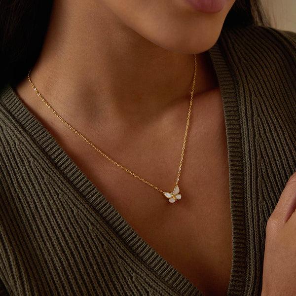 Satya Jewelry Renewed Hope Pearl Butterfly Necklace