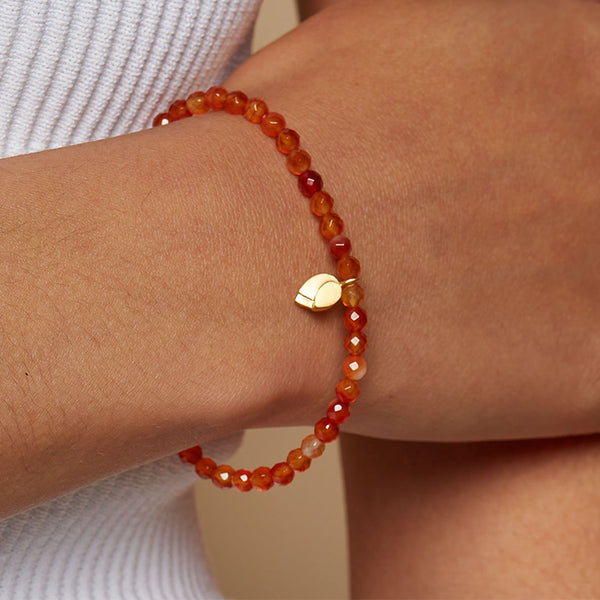 Satya Jewelry Rooted In Strength Lotus Carnelian Gemstone Bracelet