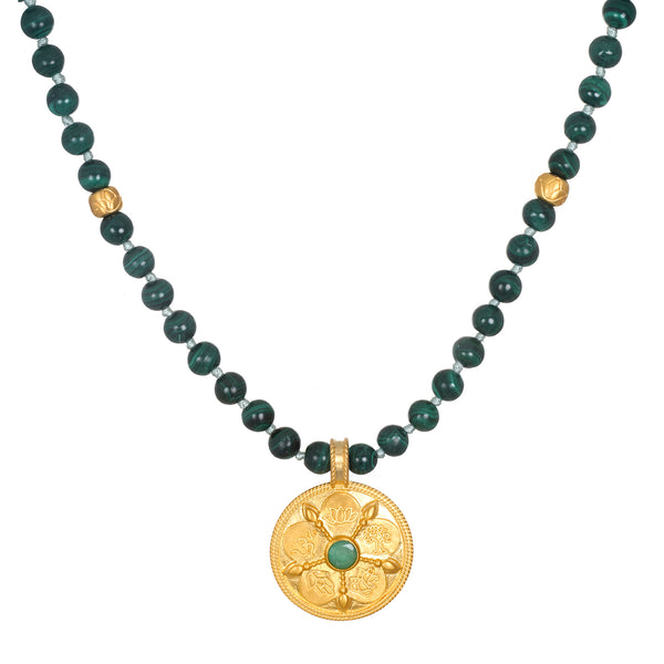 satya jewelry All Paths Malachite Mala Necklace