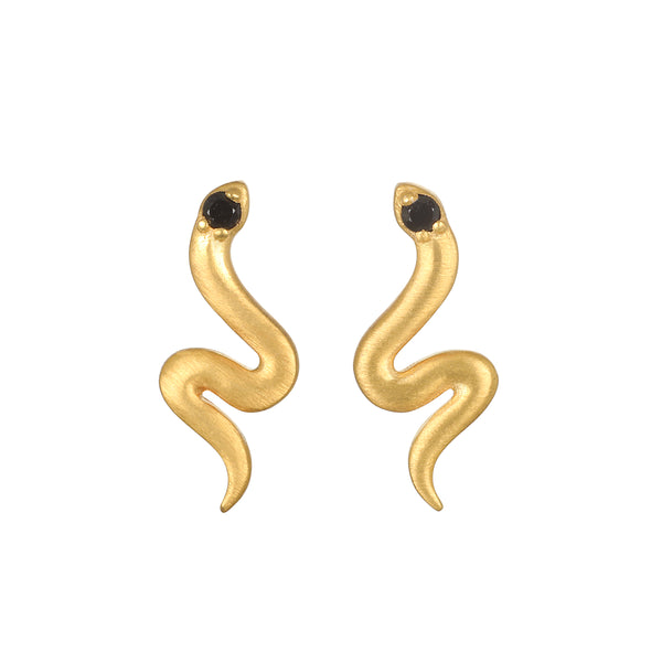 satya jewelry Black Onyx Serpent Studs