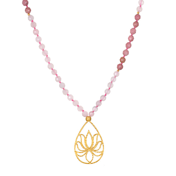 satya jewelry Bloom In Love Rose Quartz Lotus Mala