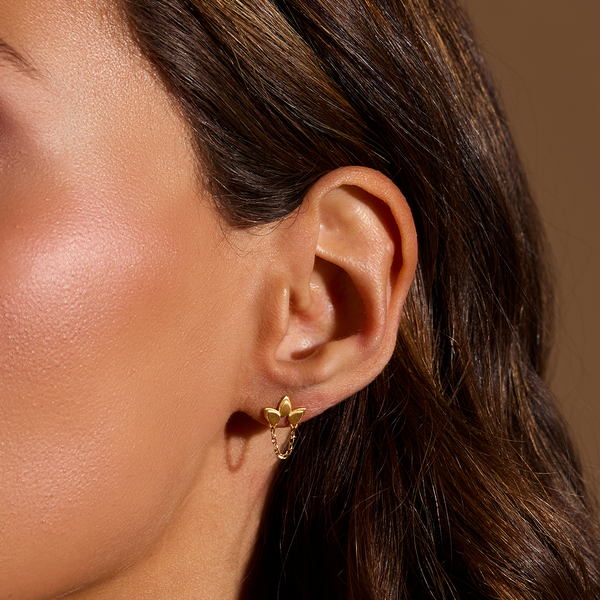 Satya Jewelry Bloom Of Hope Lotus Chain Earrings