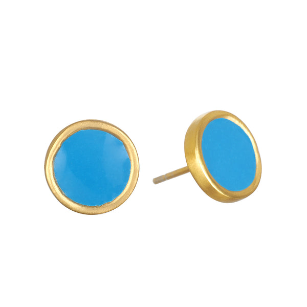 satya jewelry Blue Enamel Gold Stud Earrings