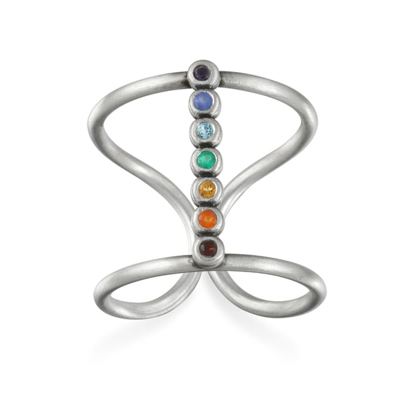 satya jewelry Divine Alignment Silver Chakra Ring