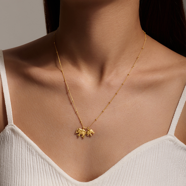 Satya Jewelry Elephant Love Gold Necklace