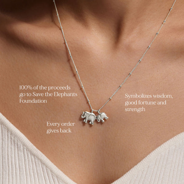 Satya Jewelry Elephant Love Silver Necklace