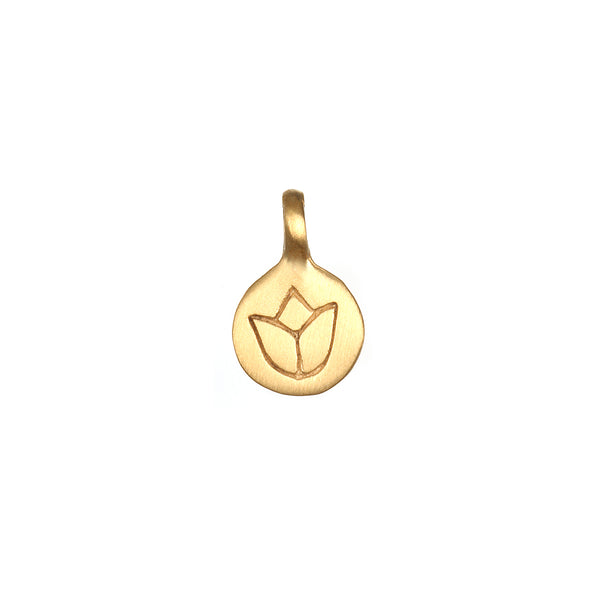 satya jewelry Engraved Lotus Charm