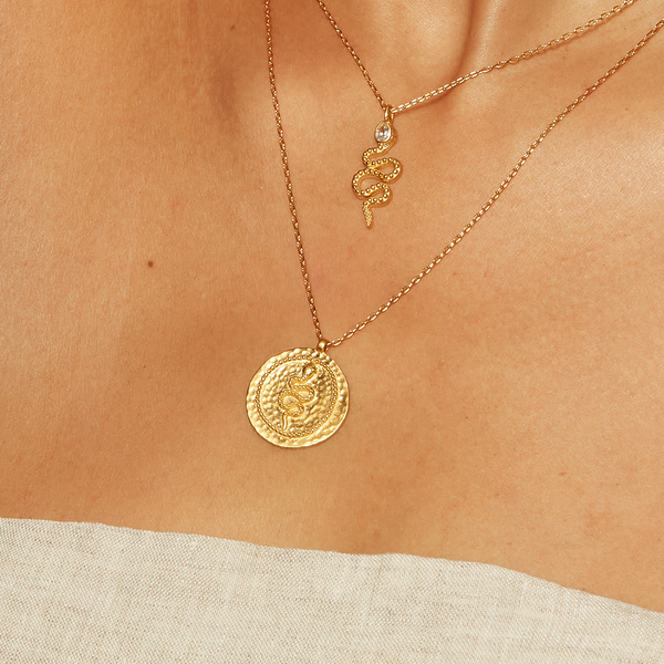 Satya Jewelry Eternal Energy Snake Coin Necklace